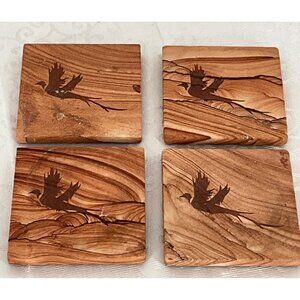Sandstone Coasters With Etched Bird Design Set Of 4‎